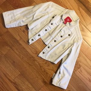 Tan denim copped 3/4 sleeve jacket